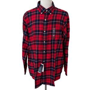 CLUB ROOM Men Long Sleeve Red Multicolor Button Down Shirt Size XXL NWT